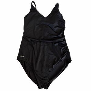 Speedo Side Shirred One Piece Swimsuit 16 Black